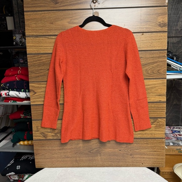 Eileen Fisher Burnt Orange Knit Sweater size XS long sleeve V neck - Picture 5 of 7